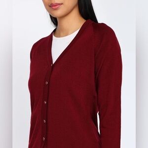 J Jill Sweater Women's Burgundy Red wool blend Knit Cardigan Button up medium
